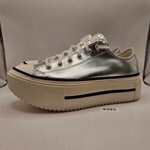 CONVERSE MEN'S 10.5 CHUCK TAYLOR DOUBLE STACK PLATFORM SILVER METALLIC A16406C